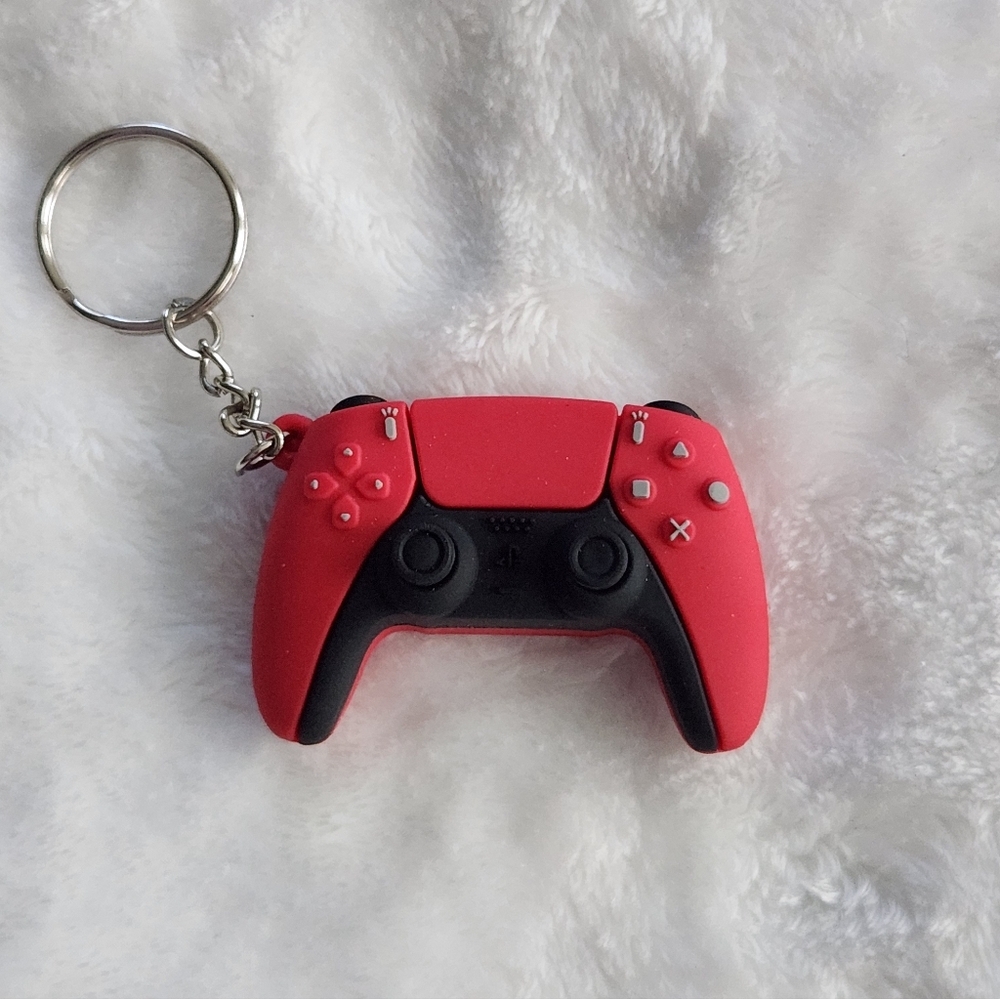 Red and Black Gaming Controller Keychain Bag Charm